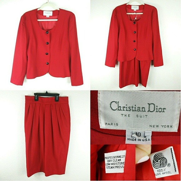 Dior Other - Vintage Christian Dior The Suit Power Red Sz 10